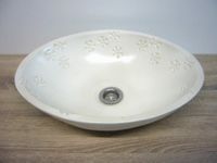 Ovales Waschbecken, Blumendekor, handgefertigte Keramik